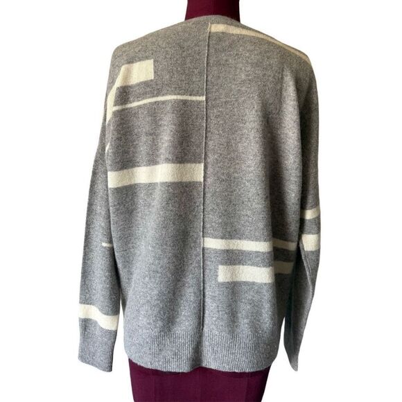 Repeat Cashmere Crewneck Sweater size S Gray Geometric - Picture 2 of 7